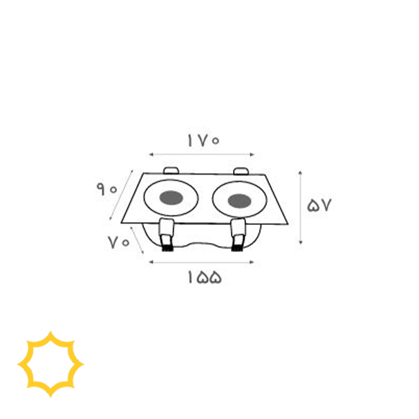 چراغ دکوراتیو سقفی دو قلو توکار 122 وات با رفلکتور