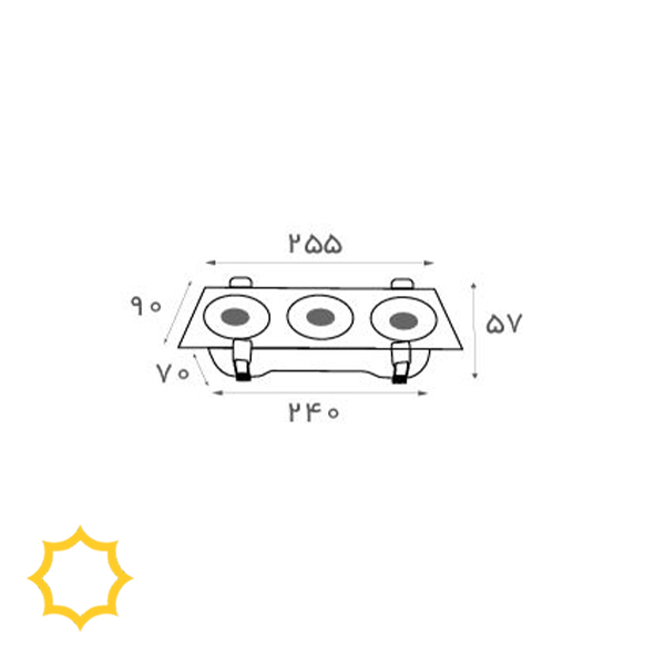 چراغ دکوراتیو سقفی سه قلو توکار 12-3 وات با رفلکتور