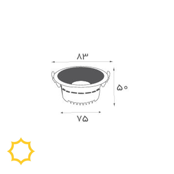 چراغ سقفی توکار ضد آب 12 وات با رفلکتور