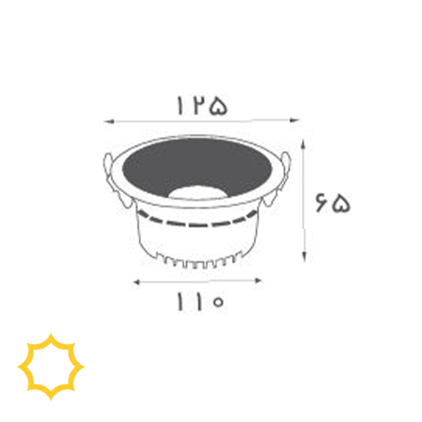 چراغ سقفی توکار ضد آب 24 وات با رفلکتور