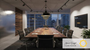 ایده نورپردازی اتاق مدیریت با چراغ مگنتی
