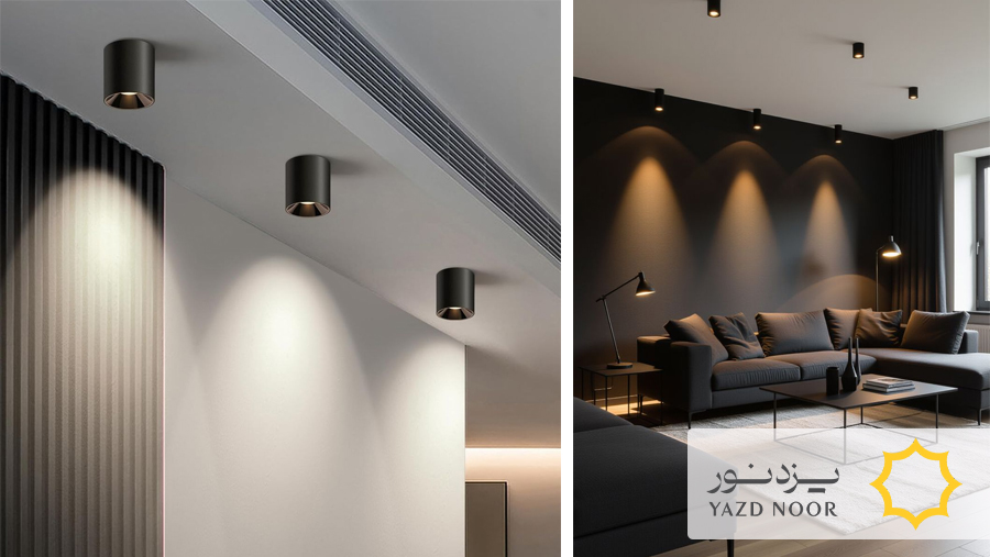 نورپردازی سقف مدرن با چراغ استوانه ای