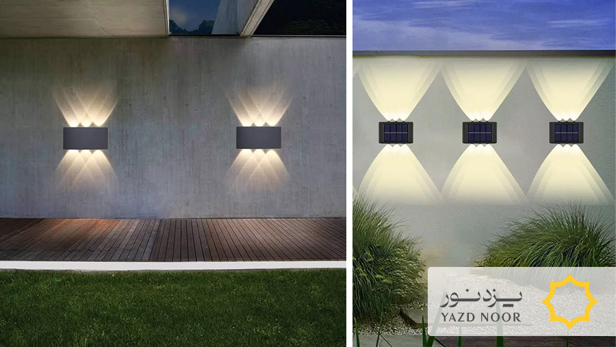 نورپردازی خطی منظم روی دیوارهای بلند