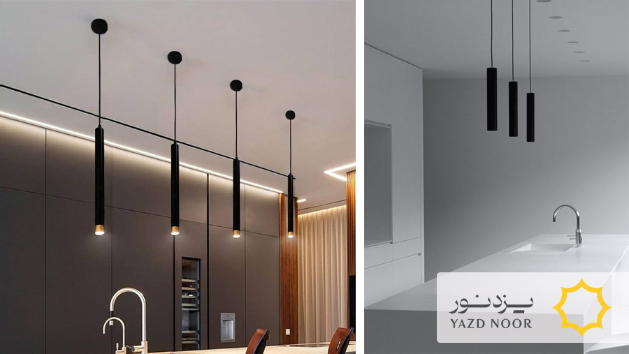 تمرکز نور در اوج زیبایی با چراغ‌های استوانه‌ای آویز
